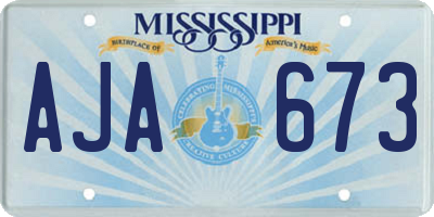 MS license plate AJA673