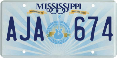 MS license plate AJA674