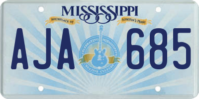 MS license plate AJA685
