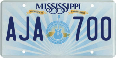 MS license plate AJA700