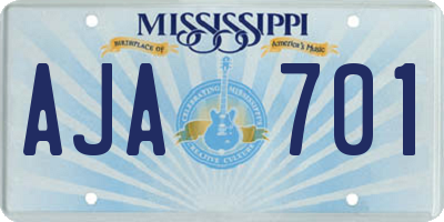 MS license plate AJA701