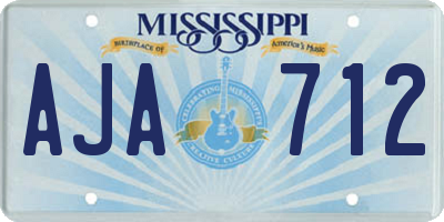 MS license plate AJA712