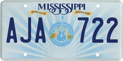 MS license plate AJA722