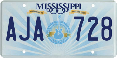 MS license plate AJA728