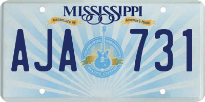 MS license plate AJA731