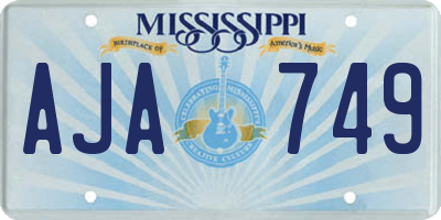 MS license plate AJA749