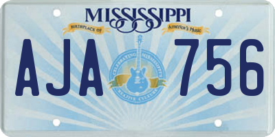 MS license plate AJA756