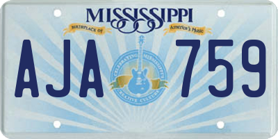 MS license plate AJA759
