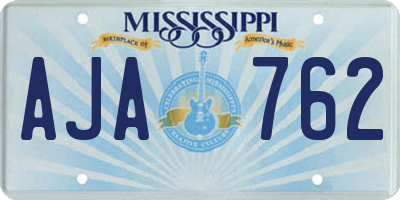 MS license plate AJA762