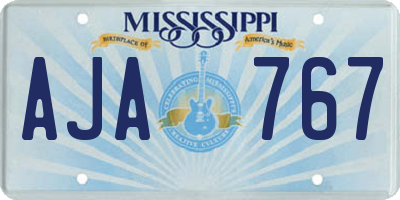 MS license plate AJA767