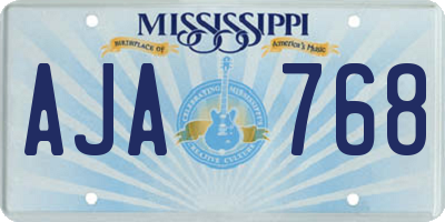 MS license plate AJA768