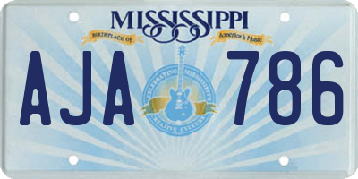 MS license plate AJA786
