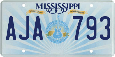 MS license plate AJA793