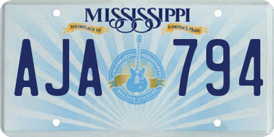 MS license plate AJA794