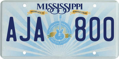 MS license plate AJA800