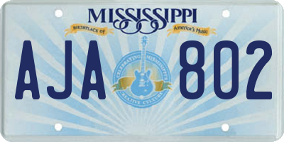 MS license plate AJA802
