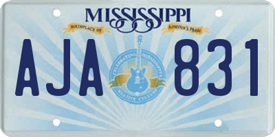 MS license plate AJA831