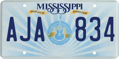 MS license plate AJA834
