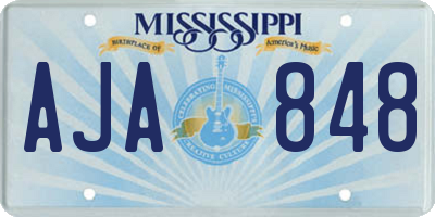 MS license plate AJA848