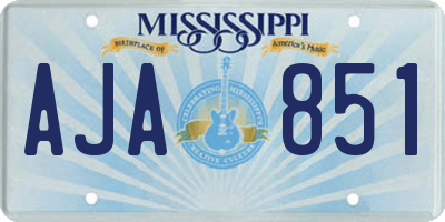 MS license plate AJA851