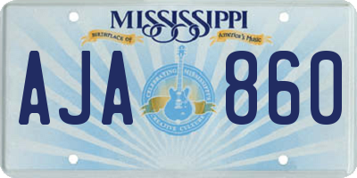 MS license plate AJA860