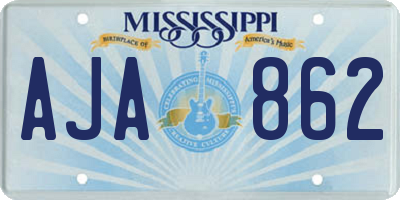 MS license plate AJA862