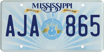 MS license plate AJA865