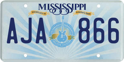 MS license plate AJA866