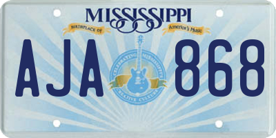 MS license plate AJA868