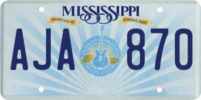 MS license plate AJA870