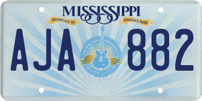 MS license plate AJA882