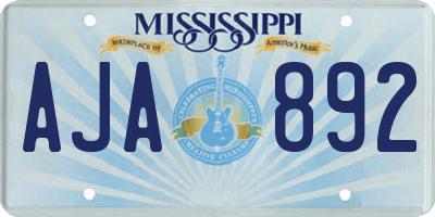 MS license plate AJA892