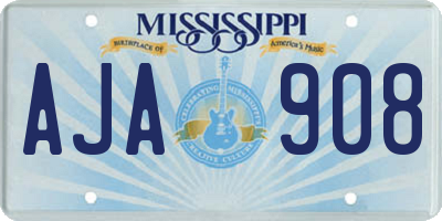 MS license plate AJA908