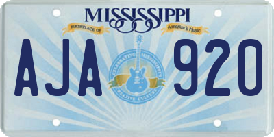 MS license plate AJA920