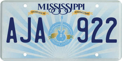 MS license plate AJA922