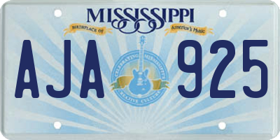 MS license plate AJA925