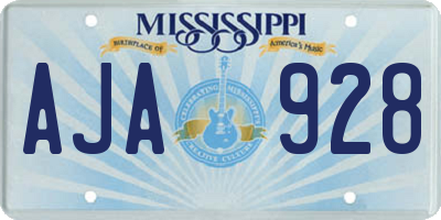 MS license plate AJA928