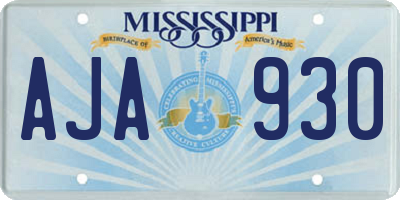 MS license plate AJA930