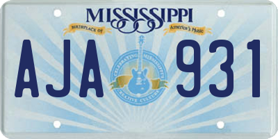 MS license plate AJA931