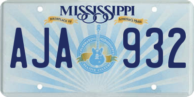 MS license plate AJA932
