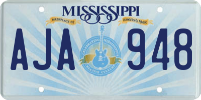MS license plate AJA948