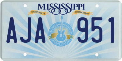 MS license plate AJA951