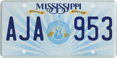 MS license plate AJA953