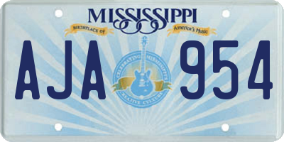 MS license plate AJA954