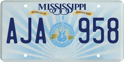 MS license plate AJA958