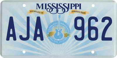 MS license plate AJA962