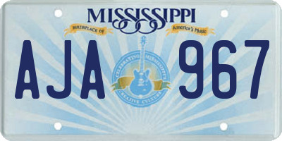 MS license plate AJA967