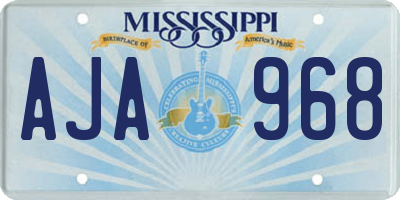 MS license plate AJA968