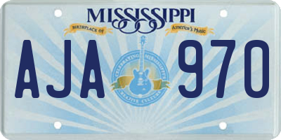 MS license plate AJA970