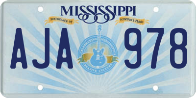MS license plate AJA978